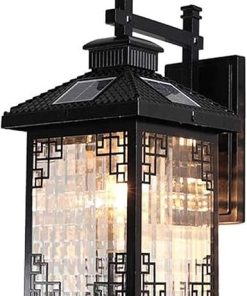 Waterproof Solar Glass Wall Lantern Retro Design for Outdoor Use
