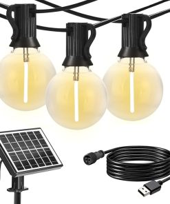 50ft Solar String Lights with 24 LED Bulbs for Outdoor Use