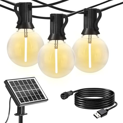 50ft Solar String Lights with 24 LED Bulbs for Outdoor Use