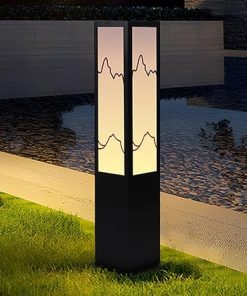 Solar Path Light Modern Square Iron Bollard Outdoor Waterproof Lamp