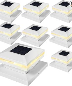 Solar Post Cap Lights 8 Pack for Deck Patio Garden Warm White LED