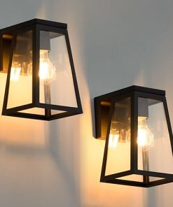 LUTEC 2 Pack Solar Porch Light Waterproof Outdoor Wall Lights Fixture