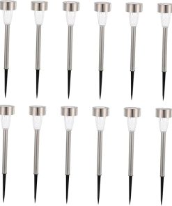 12 Pcs Solar Powered Outdoor Garden Pathway Lights Easy to Install