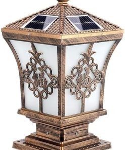 Retro LED Solar Powered Pillar Light for Outdoor Landscaping