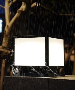 Black Solar Pillar Light Waterproof for Lawn Pathway Driveway Outdoor 2