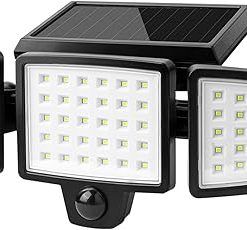 Lepro Solar Flood Light Bundle with 3 Heads and 50ft Edison String Lights 2