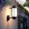 Vintage Glass Wall Sconces Solar LED Dimming Outdoor Waterproof Lamp 4