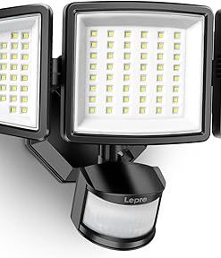 Black LED Security Light Bundle with 3 Adjustable Heads and 50 ft String Lights 2
