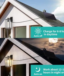 Outdoor Waterproof Solar Wall Lights Aluminum Sconce Matte Black 2