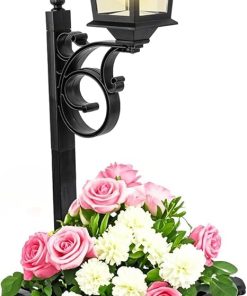 Outdoor Flower Pots and Solar Lamp Post Lights for Patio and Lawn