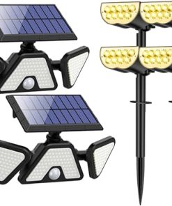 LED Motion Sensor Outdoor Lights 2 Pack and Solar Spot Lights 4 Pack