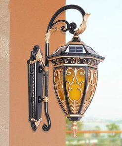 Solar LED Wall Lamp Vintage Waterproof Outdoor Lighting for Gardens 2