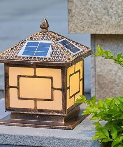 Solar Outdoor Pillar Lamp Waterproof LED Light for Garden and Patio