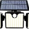 LED Solar Motion Sensor Wall Lights with 3 Adjustable Heads 270°