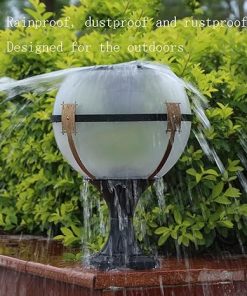 Round Solar Pillar Lamp Rustic Outdoor Lighting for Patios and Gardens 2