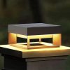 Modern Solar Pillar Light Matte Black Outdoor Post Fixture for Garden