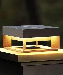 Modern Solar Pillar Light Matte Black Outdoor Post Fixture for Garden