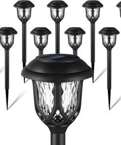 Black Solar Lights for Outdoor Pathway Garden Yard Warm White Light