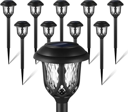 Black Solar Lights for Outdoor Pathway Garden Yard Warm White Light
