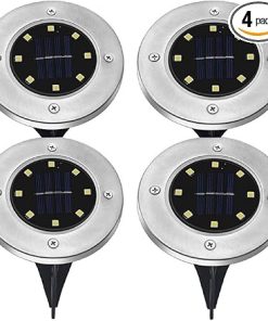 Solar Powered Ground Lights 4 Pack LED Outdoor Waterproof Path Lights