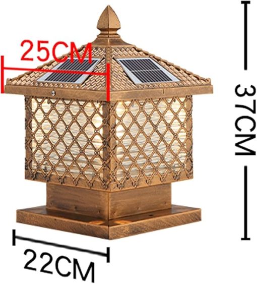 Solar Post Light Outdoor Garden Lantern Aluminum Rainproof Lamp - Image 2