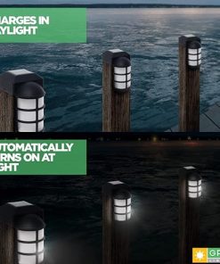 Solar Post Cap Lights for 4×4 Wood Fences Garden Deck Black 4 Pack 2