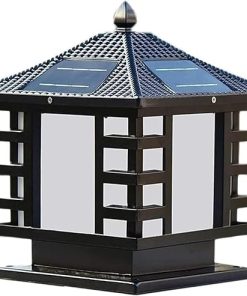 Retro E27 Solar Pillar Light Outdoor Garden Lantern for Fences