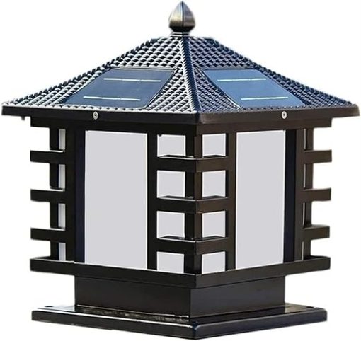 Retro E27 Solar Pillar Light Outdoor Garden Lantern for Fences
