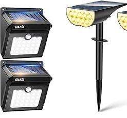 Baxia Technology 28 LED Solar Motion Sensor Lights and Spot Lights