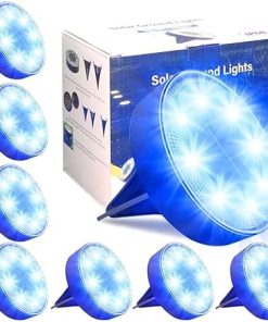 Solar Outdoor Disk Lights 8 Pack Blue and White Bright Solar Lights