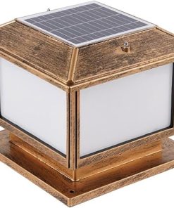 Vintage Solar Powered LED Column Lamp for Garden and Yard Lighting