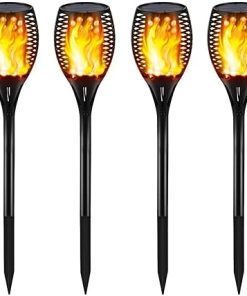 Gold Armour Solar Lights Outdoor 4 Pack Flickering Flame Torch 42.9in