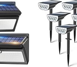 BAXIA 100 LED Solar Motion Sensor Outdoor Lights 2 Pack and 6 Pack