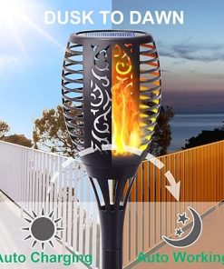 8Pack Solar Torch Lights with Flickering Flame for Garden Pathways 2