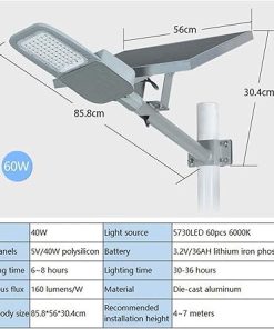 Solar LED Street Light 30W/60W Outdoor Garden Lighting With Remote 2