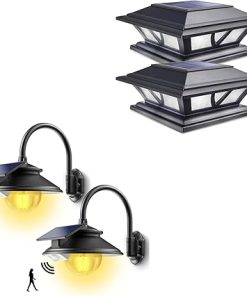 SIEDiNLAR Solar Post Lights and Barn Lights with 3 Modes and 2 Settings