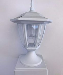 Solar White Hexagon Fence Post Cap Light Set for 5×5 Inch Posts 2