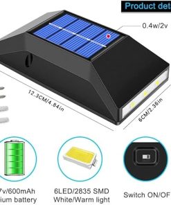 Solar LED Wall Sconce Outdoor Waterproof Light for Garden and Patio 2