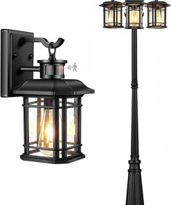Modern Outdoor Light Fixture with Motion Sensor for Porches and Streets