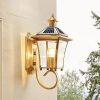 Rustic Brass Outdoor Solar Wall Lights Vintage Golden Lanterns
