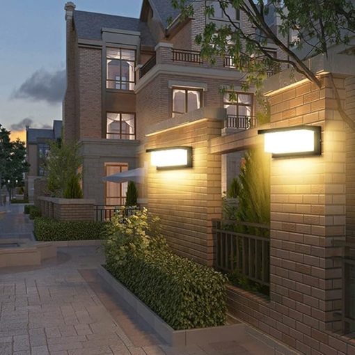 Outdoor Solar Garden Wall Light with Sensor Waterproof Black Sconce - Image 2