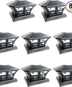 Black Outdoor Solar LED Post Cap Lights for Garden and Landscape