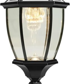 Outdoor Solar Vintage Classic Pillar Light Post Lamp with Remote