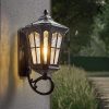 Black Outdoor Solar Wall Lantern Lights Waterproof for Home Patio Garage