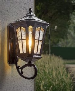 Black Outdoor Solar Wall Lantern Lights Waterproof for Home Patio Garage