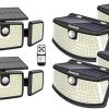 4 Pack Solar Lights with Motion Sensor Dusk to Dawn 6500K 50000LM 4