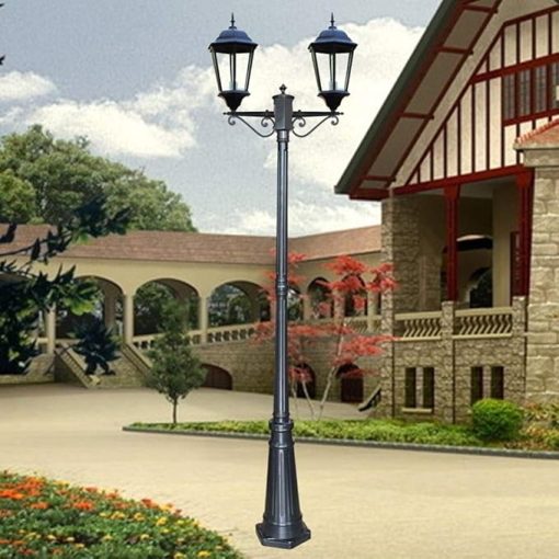 Outdoor 2-Light Retro Pillar Lamp for Garden and Landscape Use - Image 2