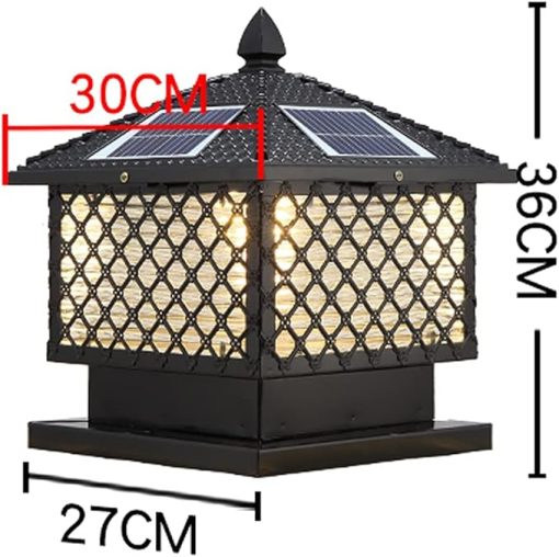 Solar Post Light Outdoor Garden Lantern Aluminum Rainproof Lighting - Image 2