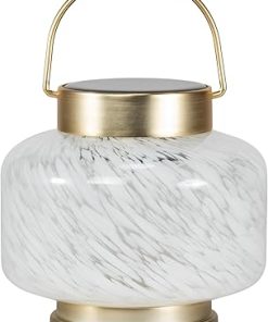 Allsop Solar Lantern Square Handblown Glass for Outdoor Gardens