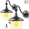 Solar Barn Light with 3 Modes Waterproof Vintage Gooseneck 2 Pack